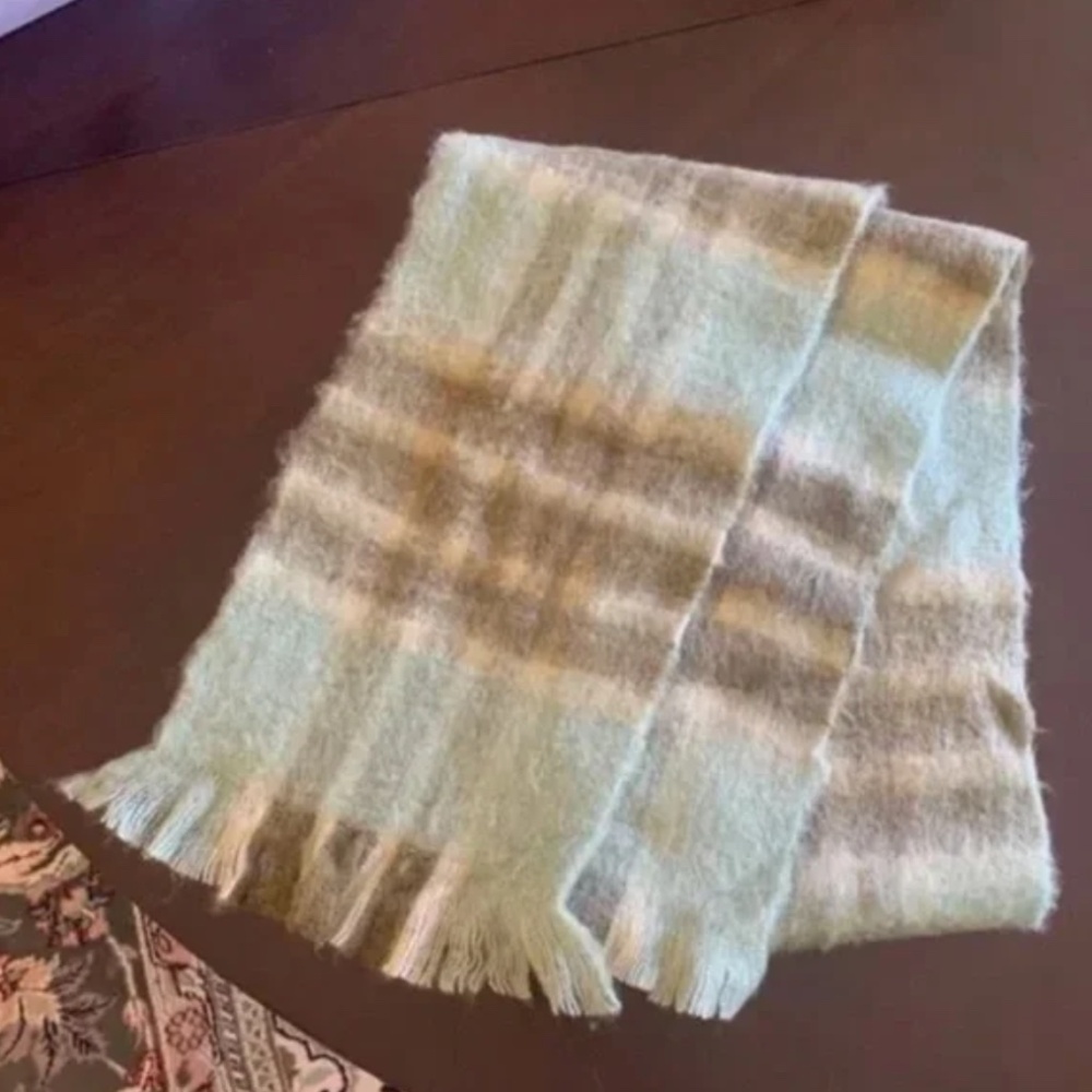 Brushlight Plaid Madewell Fringed Knit Fuzzy Scarf